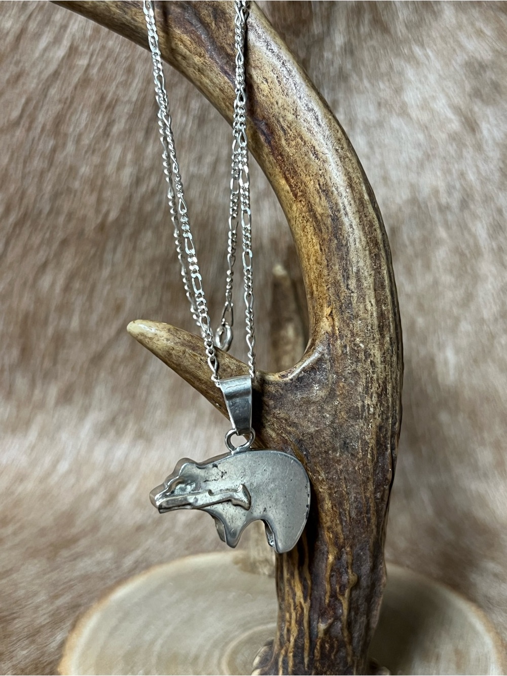 Sterling Silver Bear Pendant Necklace